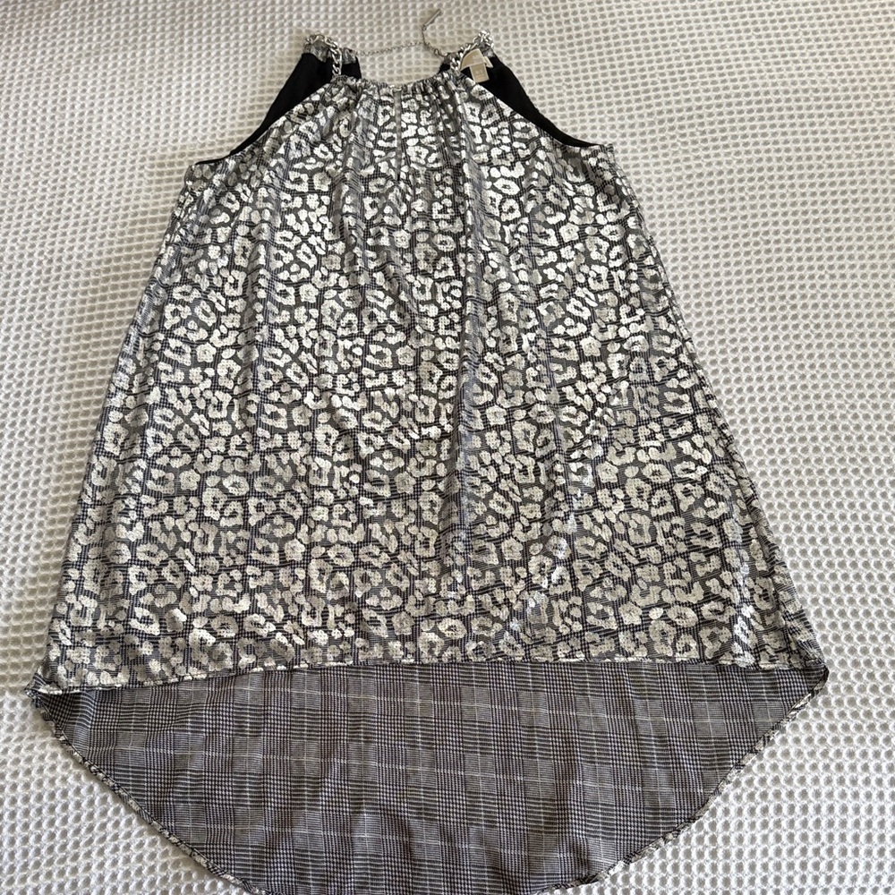 Michael Kors Black and White Animal Print Tank Top